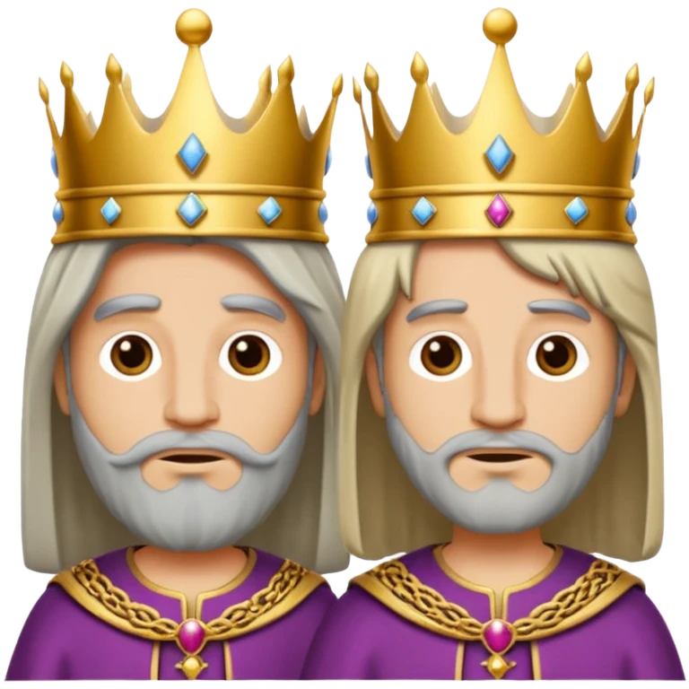 two kings with neutral expressions not too detailed but also not two simpel
they should look alike but with other colored clothing emoji