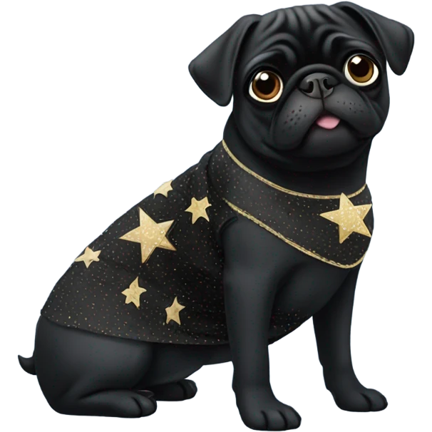 Black pug a Jewish star dress emoji