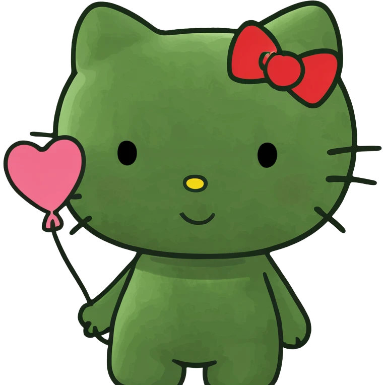 Hello Kitty with a heart-shaped balloon emoji