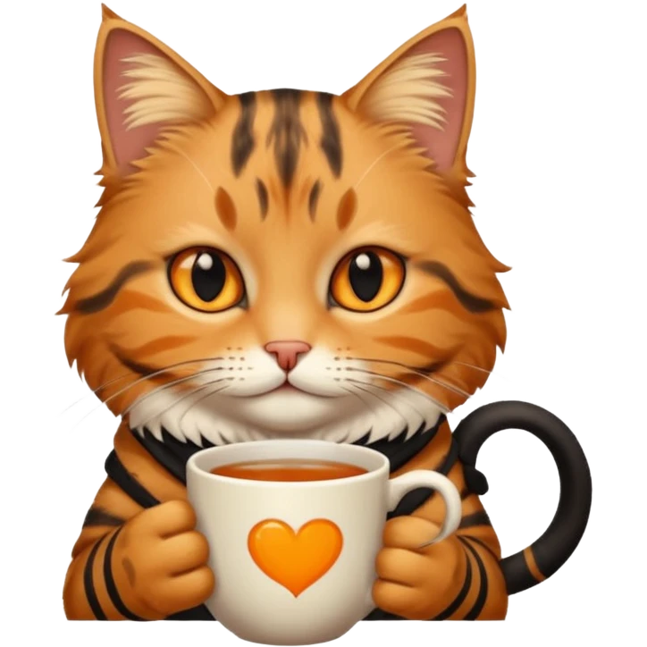 Yanında bir bardak çay olan tekir kedi emoji