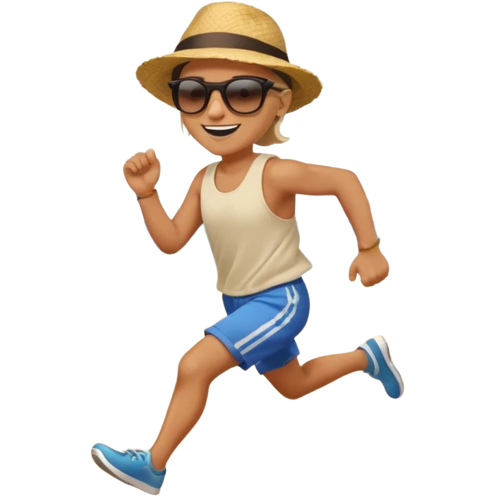 一个人在海边吹着海风很开心的在跑步 emoji