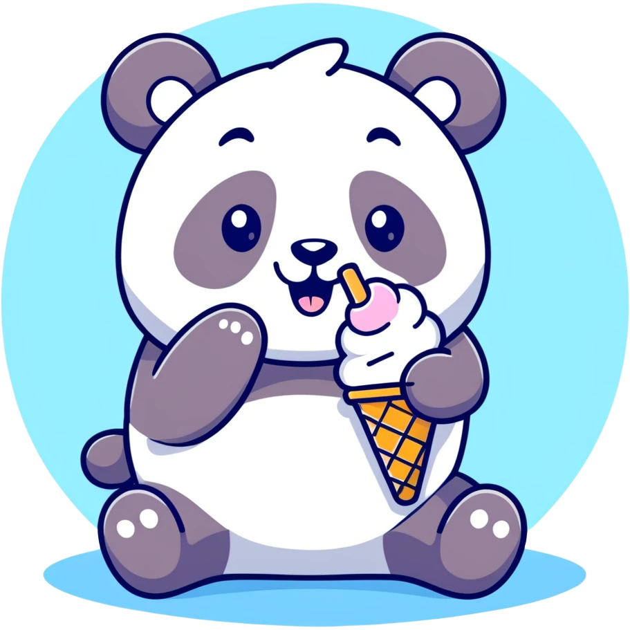Panda eating ice cream in emoji