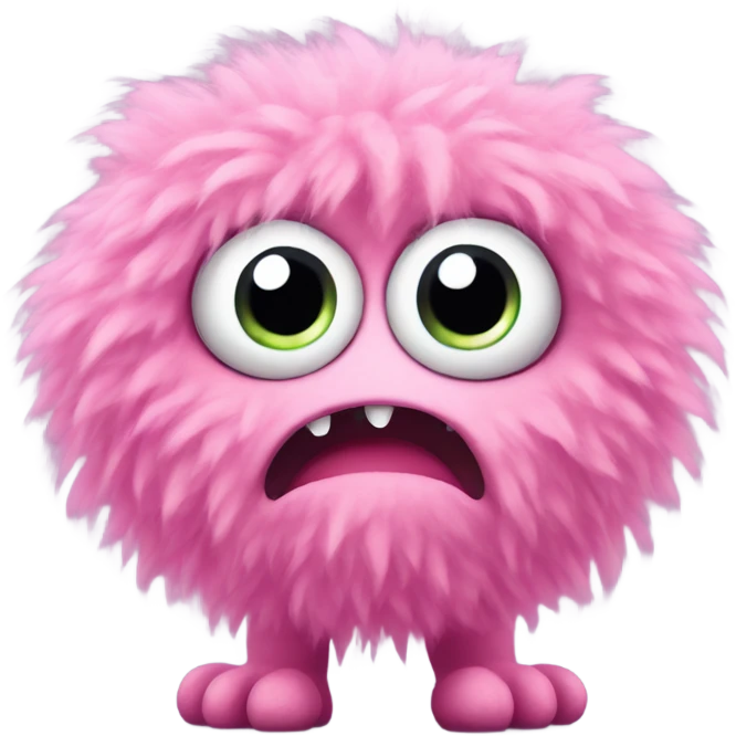 cute pink fluffy monster with big eyes emoji