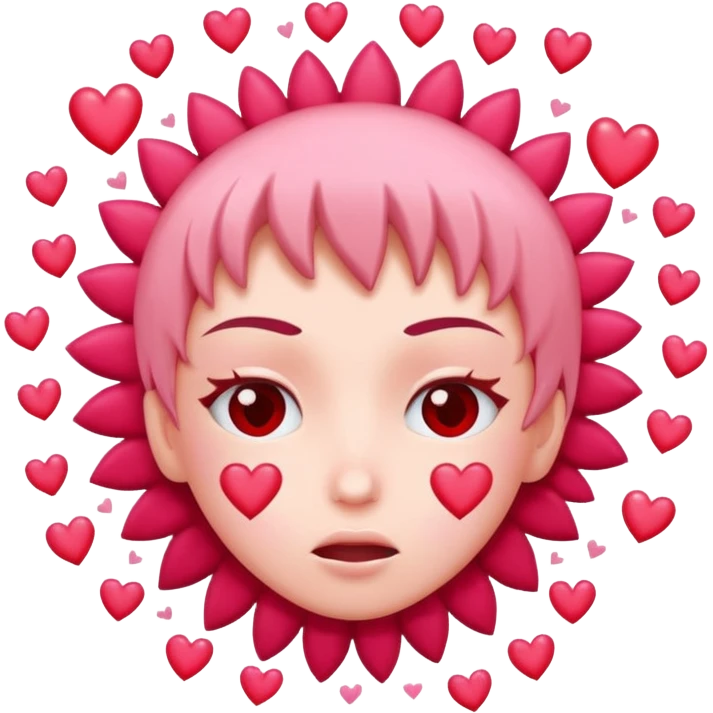 face exploding hearts with red and pink hearts emoji