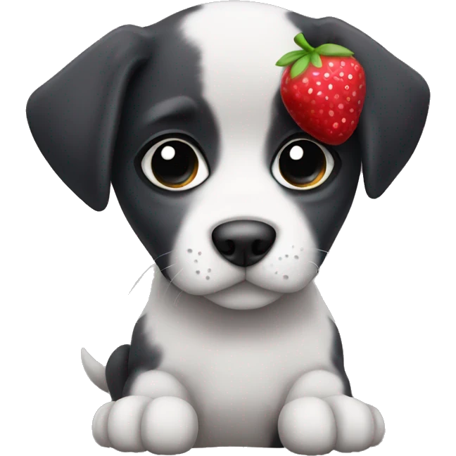 Puppy with eye patch and berry emoji