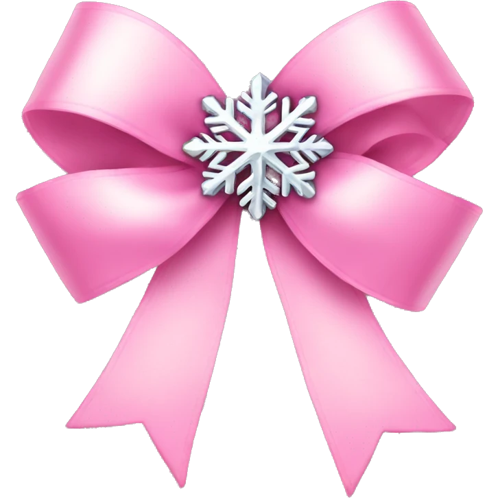 Full pink ribbon bow with silver snowflake emoji