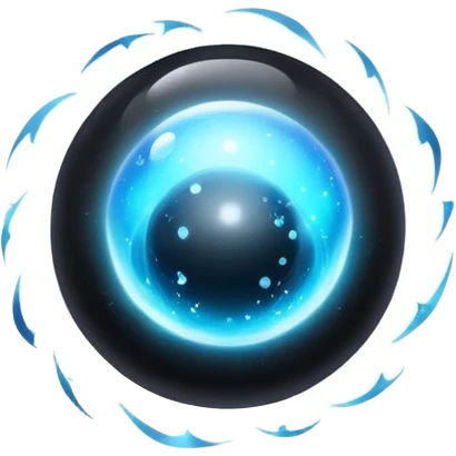 magical onyx orb floating with a silver-blue aura, cosmic particles around it emoji