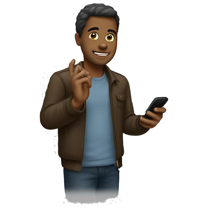 Angelo con telefono in mano emoji