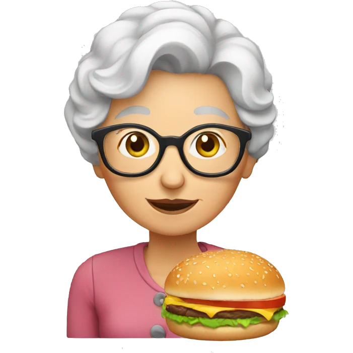 Granny with burger emoji