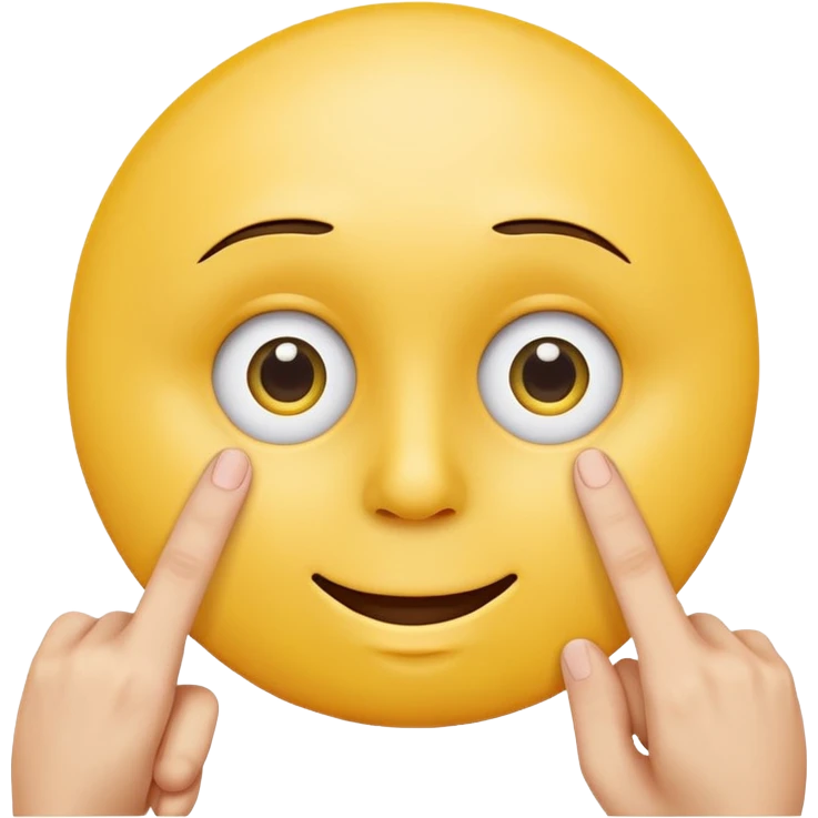 yellow cercle face, cercle eyes, cercle mouth, holding up two fingers emoji