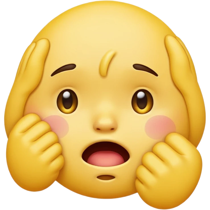 Crying yellow emoji with fist in front of mouth emoji