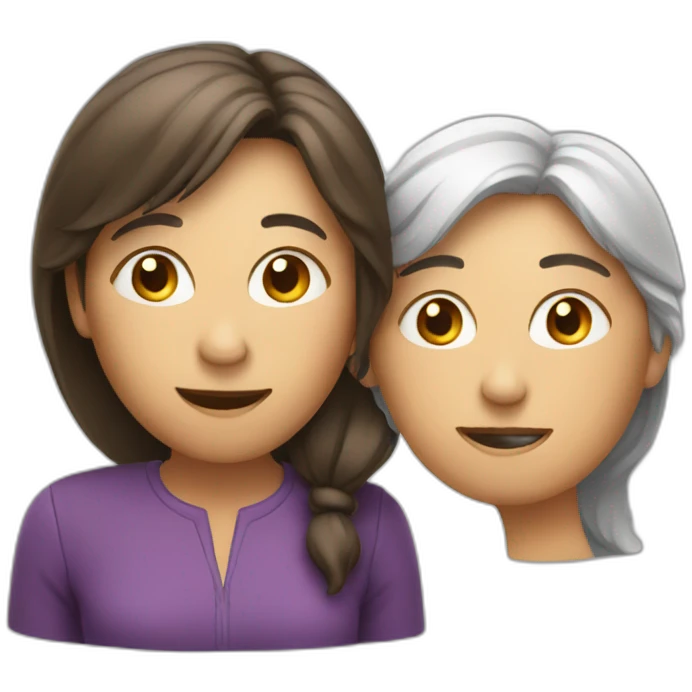 2 women talking, one older and the other an adult emoji