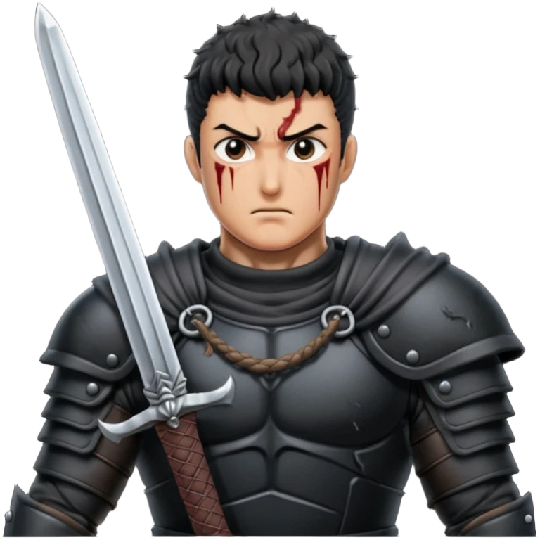 Guts del manga de berserk con su estilo característio emoji