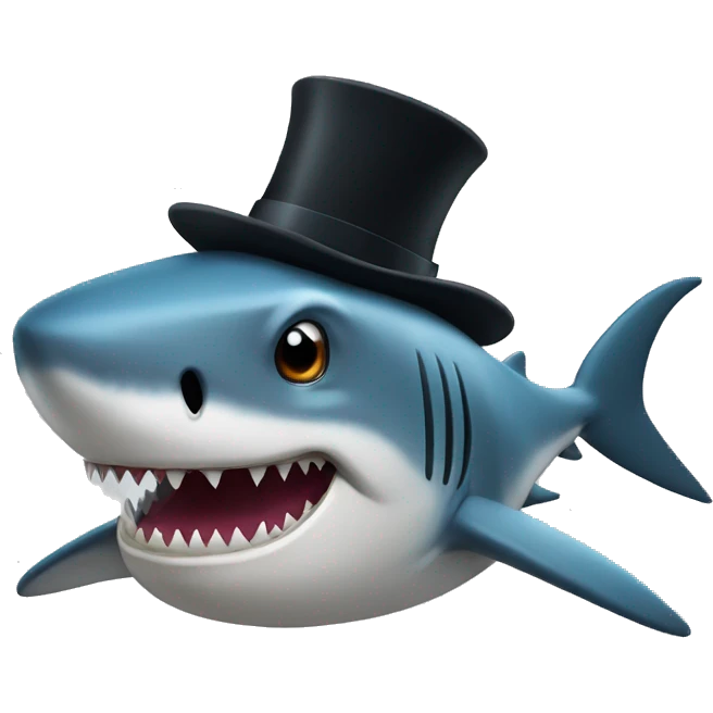 Shark with a top hat emoji