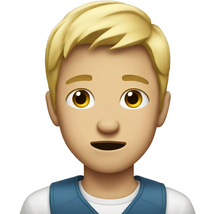 Blonde boy making Disgusted frown emoji