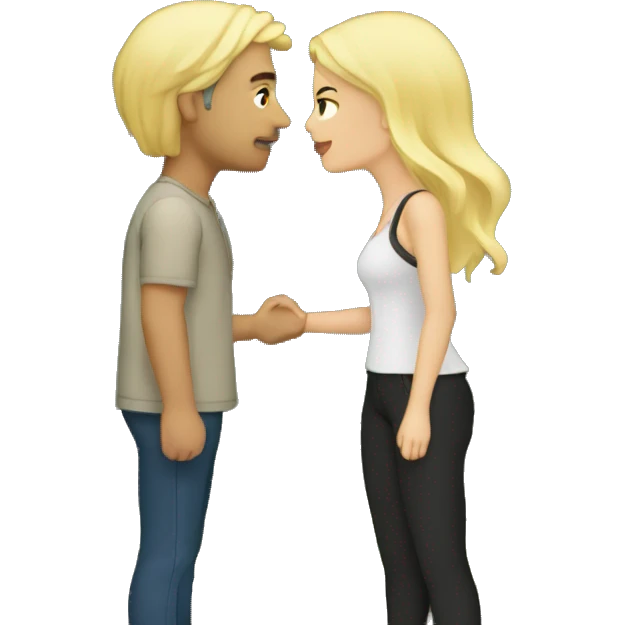 romantic outdoor couple kiss,, he has Black Hair, she has blonde Hair emoji