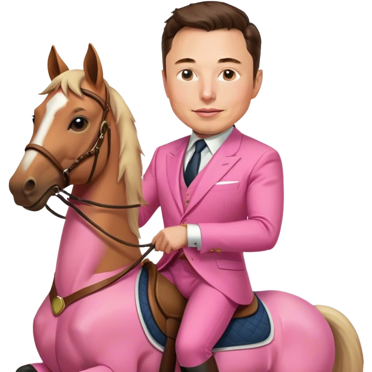 elon musk in pink suit on horse emoji