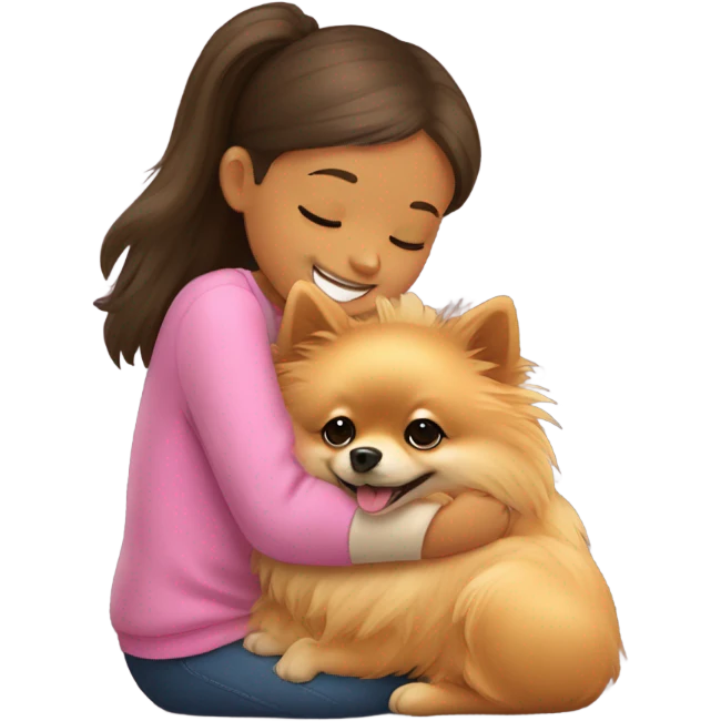Pomeranian hugging girl emoji