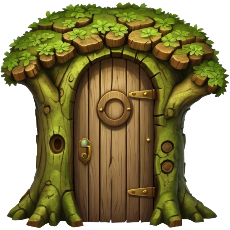 old tree trunk with door emoji