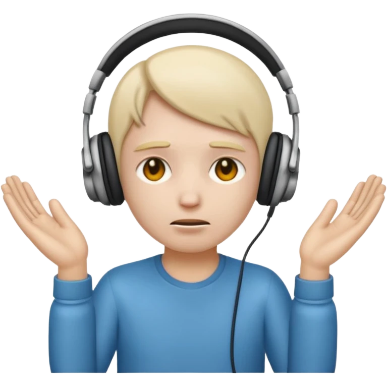 emoji with head phone holding both hands listening looks like sad  emoji