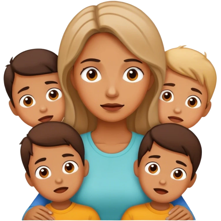 Woman overwhelmed with children emoji