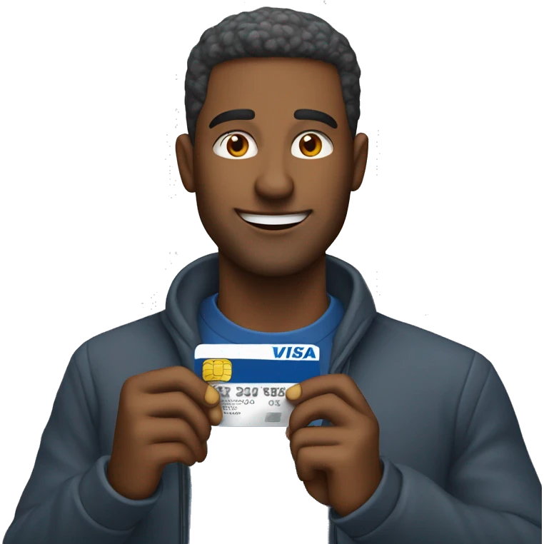 Man using visa debit card emoji