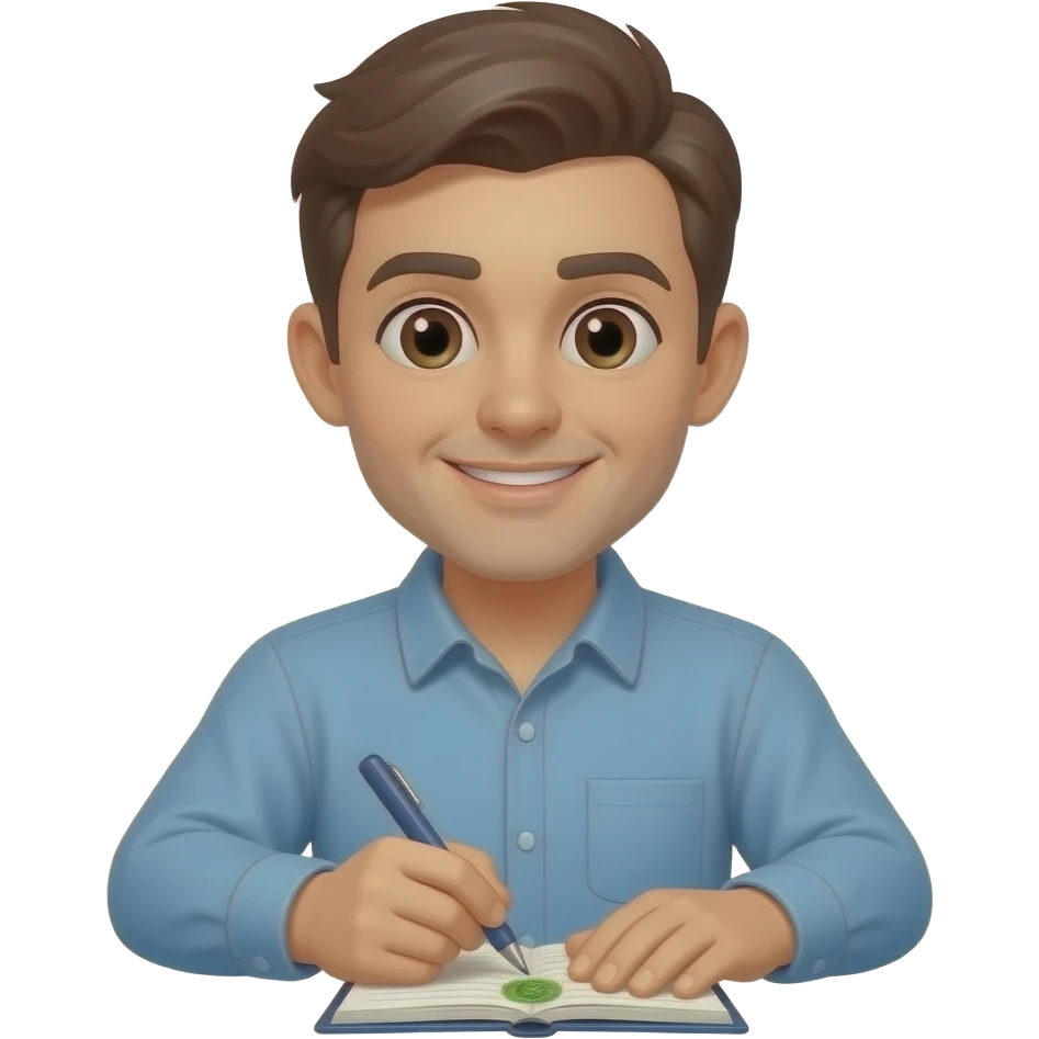 man writing down noes about money track emoji