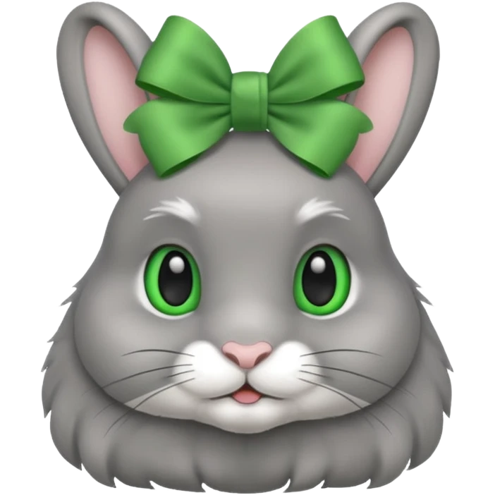 grey rabbit with green bow emoji