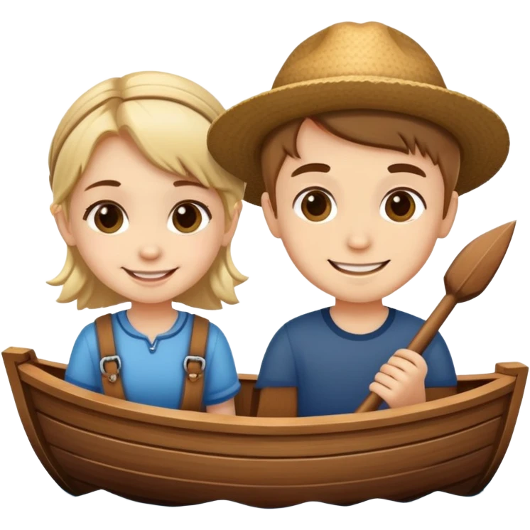 smiling girl boy on boat emoji