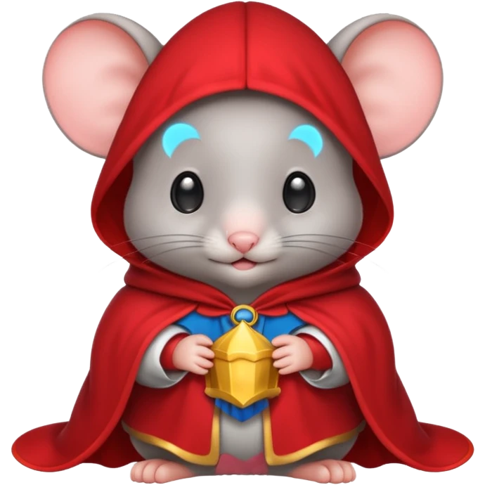 baby grey mouse, in magic red cloak emoji