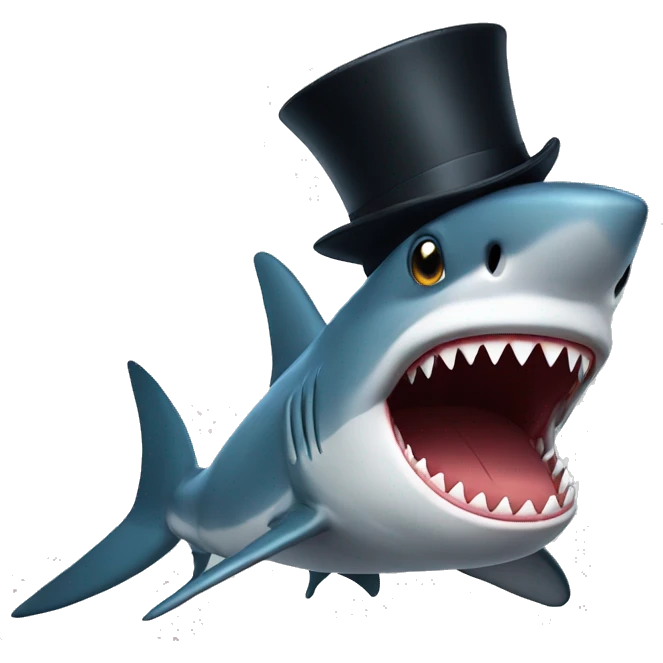 Shark with a top hat emoji
