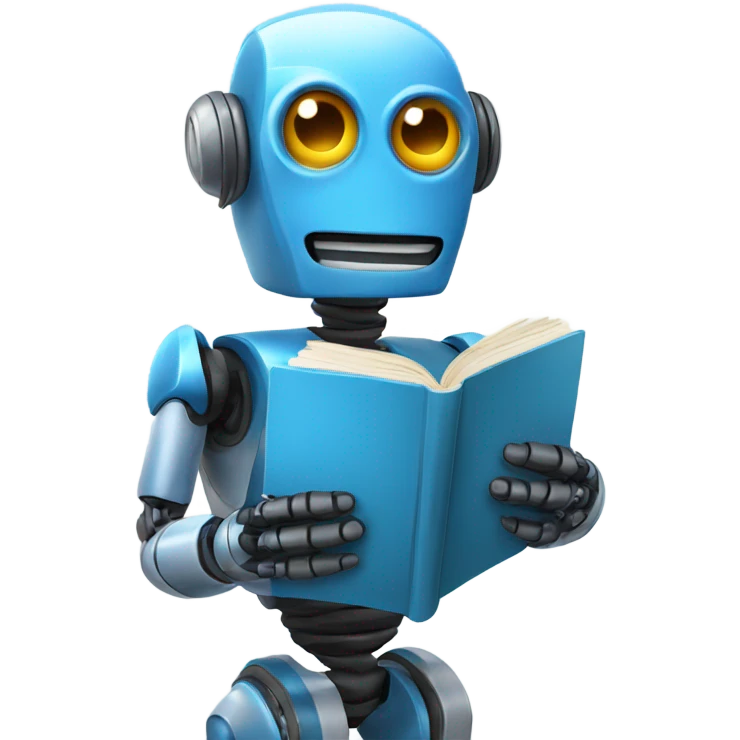 cute robot holds a blue book emoji