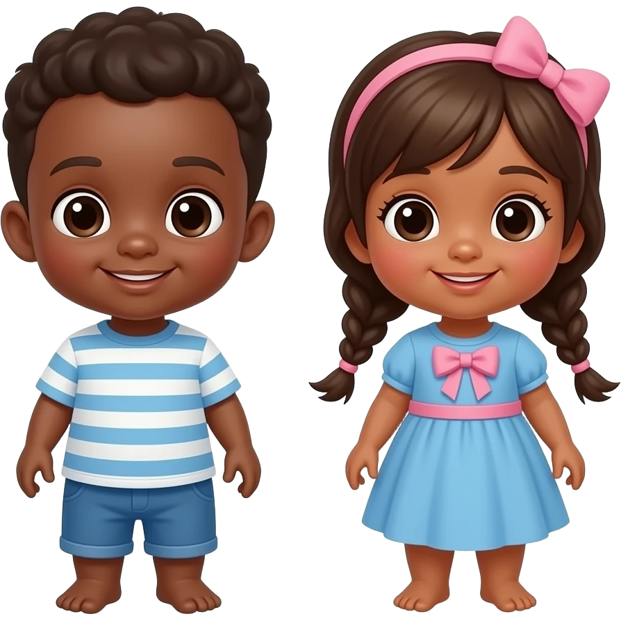Brown twin babies boy and girl emoji