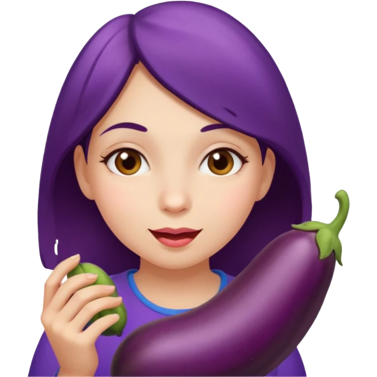 Girl eating eggplant emoji