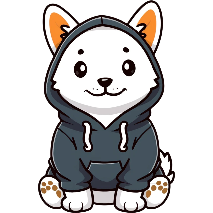 Dog whereing a hoodie emoji