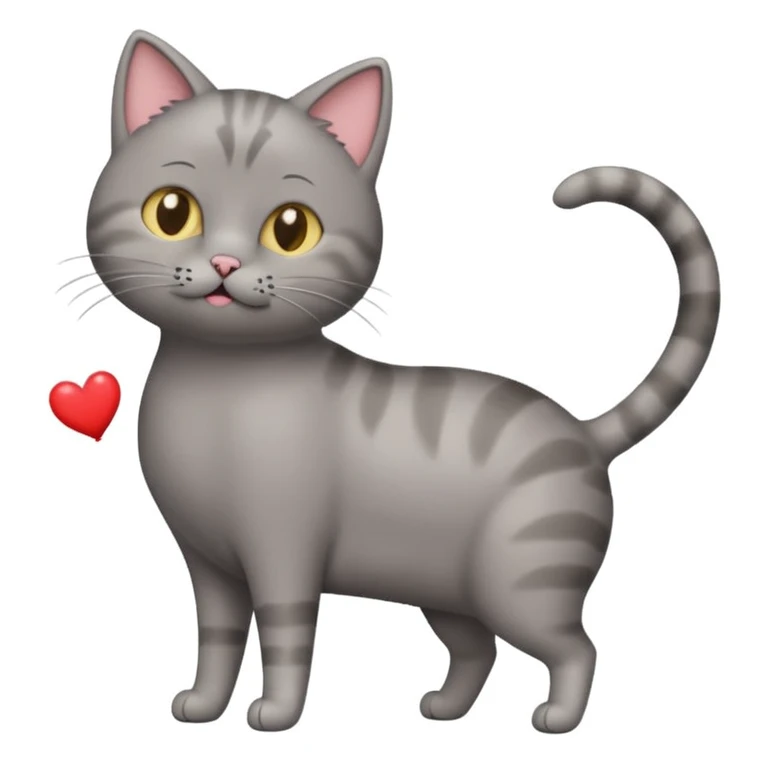 Three legged with back leg missing grey short haired cat farting hearts  emoji
