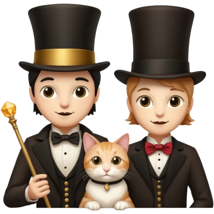 magician couple and their pet cat emoji