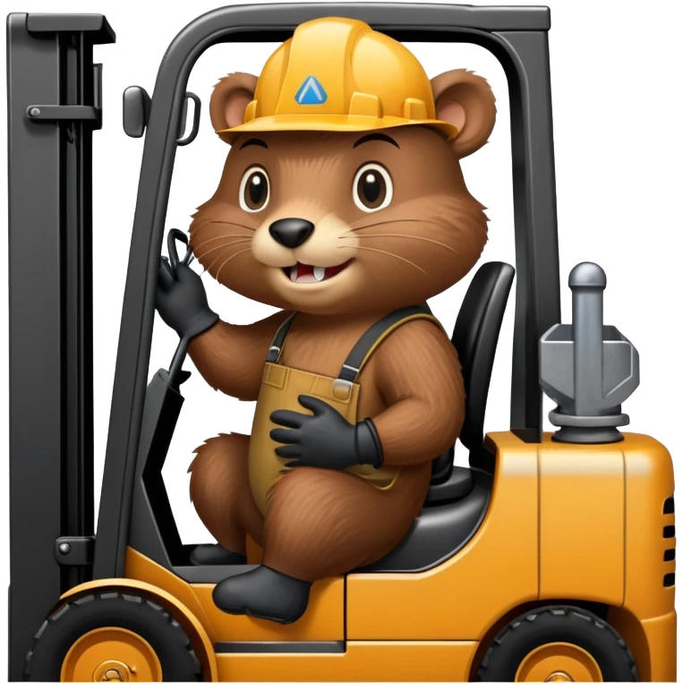 a forklift-driving beaver emoji