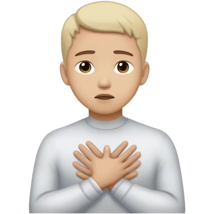 A person stands still, hand on their chest, hesitating between a floating “ “No.” Their face shows discomfort, but they don’t rush to choose. Nearby, someone looks disappointed but calm. The scene captures **pausing, tolerating discomfort, and making space for others' feelings.**  emoji