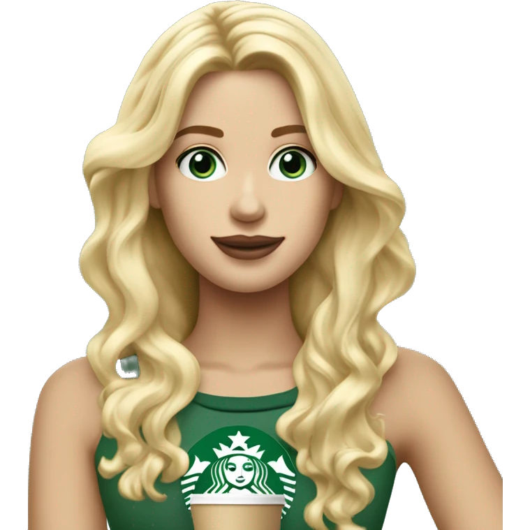 Une blonde cheveux droit  ￼blond yeux bleus qui boit Starbucks  emoji