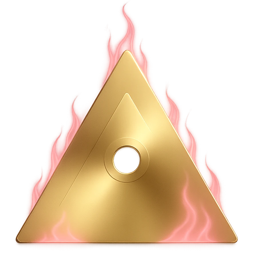 A minimalist CD disc with subtle pink flames, glowing effect, variation 2, style: general, shape: triangle, color: gold emoji