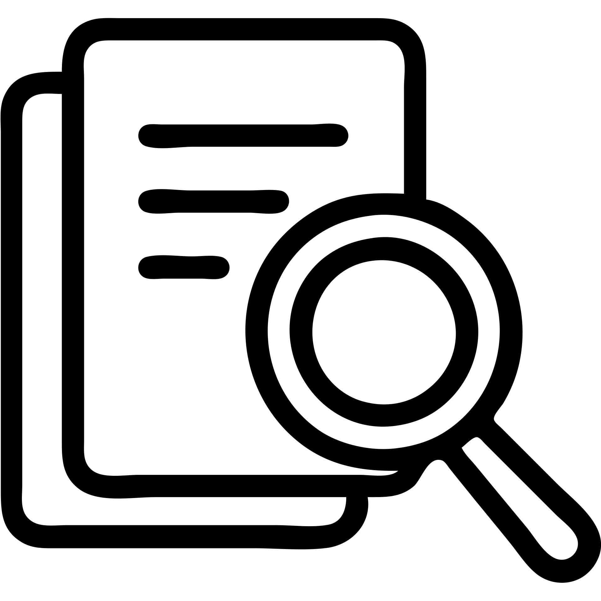 A magnifying glass inspecting a stack of papers, representing searchable documents, minimal black outline style emoji