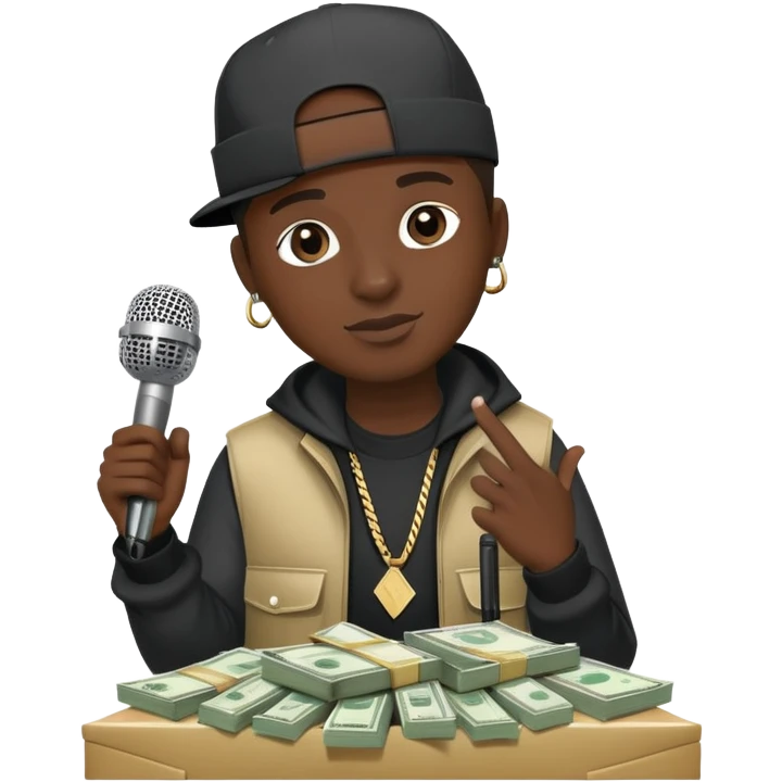 Rapper with a microphone and money emoji