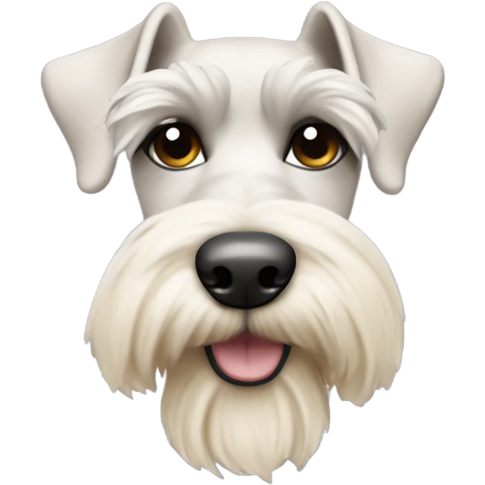 Cream colored miniature schnauzer with powdered sugar on its nose emoji