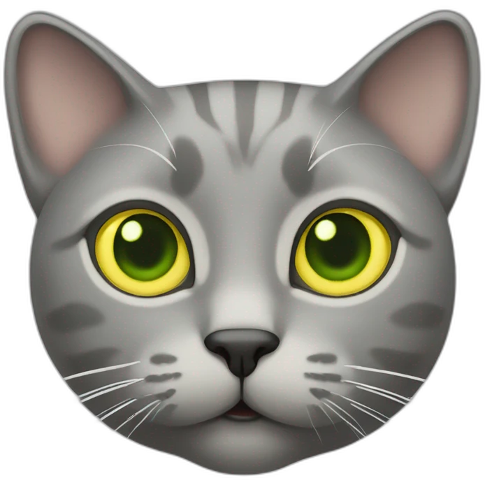 grey cat with greenish yellow eyews emoji