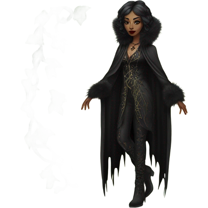the morrigan goth woman version vines style furr robe stylish boots emoji