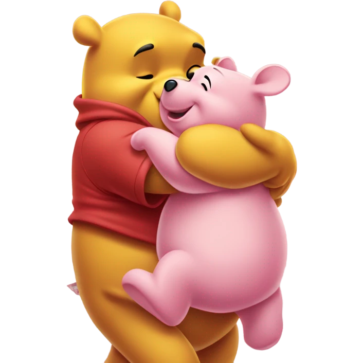 Winnie the Pooh hug with Piglet from the Hundred Acre Woods emoji