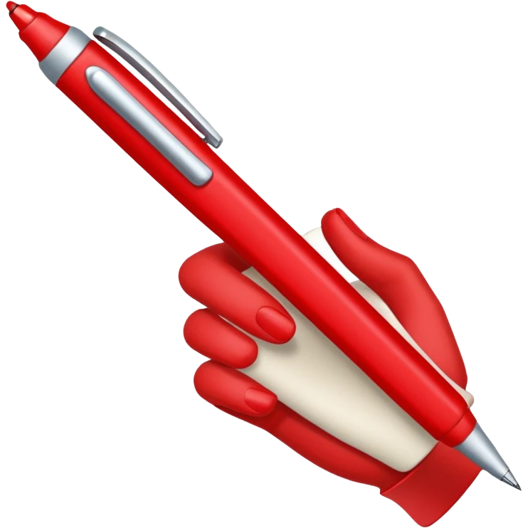 рука готовая к письму держит красную ручку emoji
