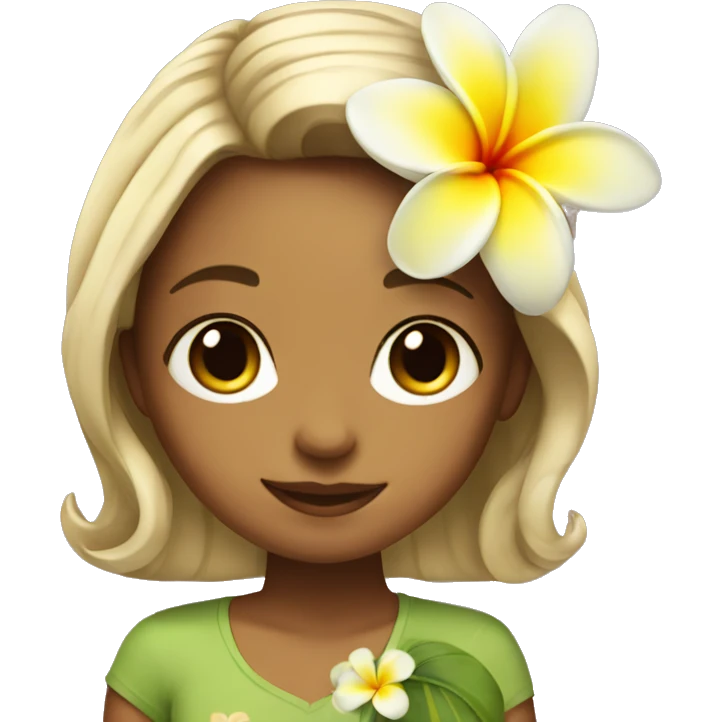 girl with plumeria flower in hair emoji