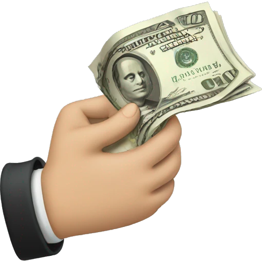 Hand giving a band of cash emoji